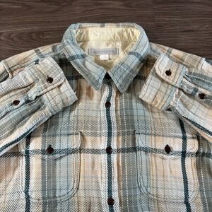 Outerknown Blanket Shirt Men's Size Large Grey Mist Bienvenido Plaid Huckberry